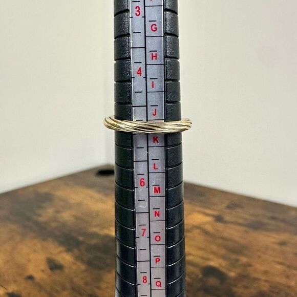 Saint Laurent Two Tone Twist Ring Size 5 With Box & Pouch - Picture 3 of 5